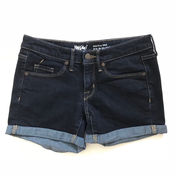Vintage Pants - Vintage Y2K Mossimo Mid-Rise Midi Dark Denim Jean Shorts Size 0